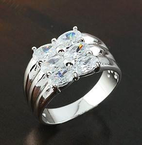 12mm wide 6-STONE OVAL CZ RING-sz 10